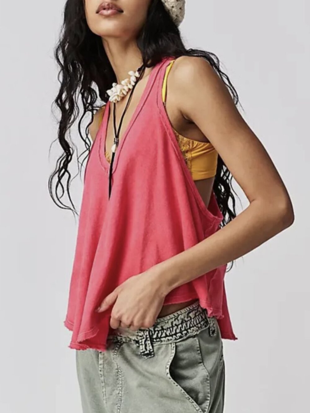 Free People We The Free Watermelon Wedge Care FP Karri Swing Tank